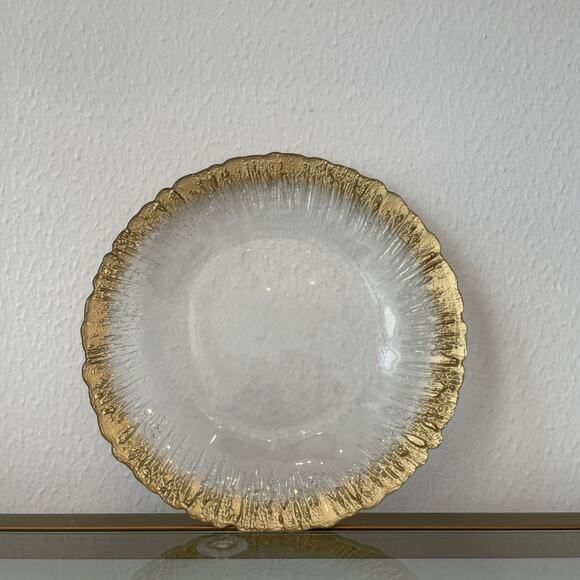 Artistic Accents Turkish Frosted Glass Appetizer Plates 8" Gold Border Set of 4 - Picture 12 of 13